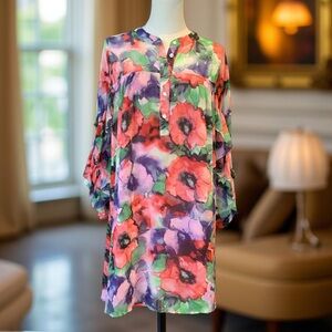 Umgee Vibrant Floral Tunic Top Dress M